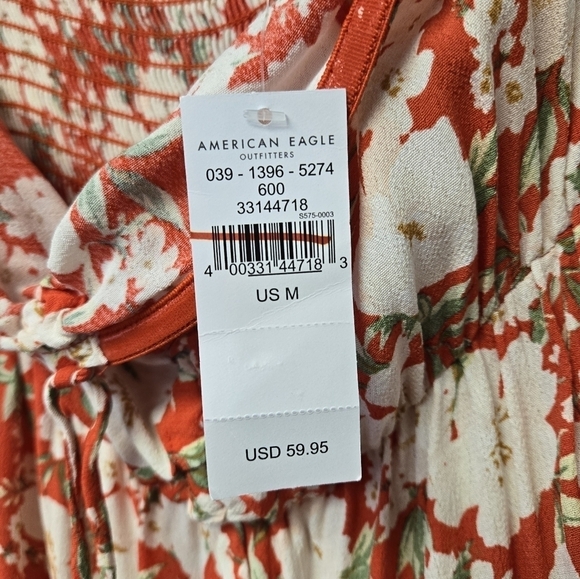 American Eagle Halter Wide leg Floral Jumpsuit Red M - Picture 11 of 12